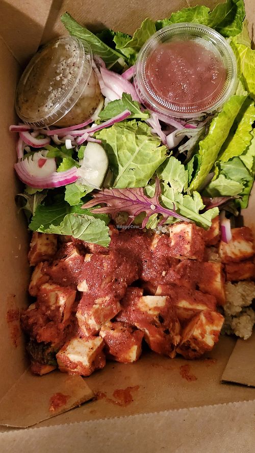 BBQ tofu, chickpea salad at Rabbit Food in Port Angeles