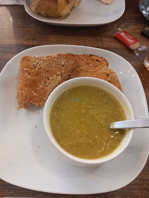 Vegtable soup with cheese and ham toastie at Café 1821 in Southport