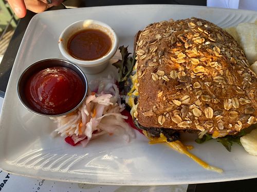 Rain forest burger  at The Purple Elephant in Northport