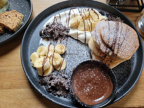 Banana Split Pancakes with Chocolate and cream at VRÜH - All Day Breakfast in Dortmund