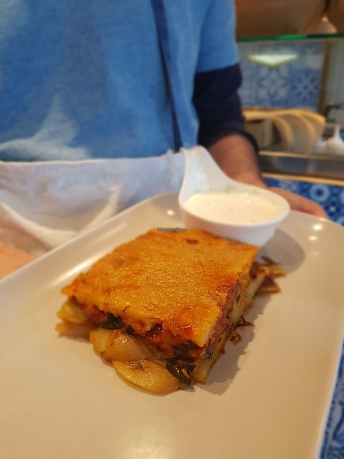 Vegan moussaka with jackfruit at Marmara falafel&more in Ljubljana
