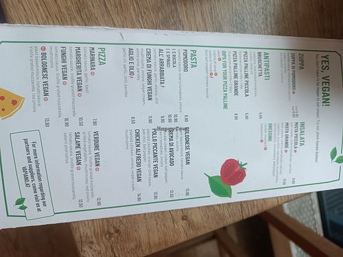 vegan options in march 2024 at Vapiano - Westbahnhof in Vienna