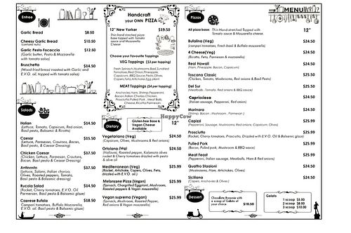 Menu. at Capizzi Pizzeria in Rotorua