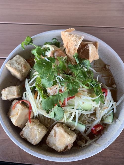 Papaya salad with sichuan tofu  at Bam Pow in Port Douglas