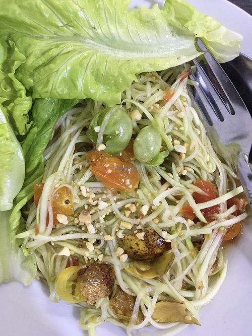 Papaya salad  at Kaun Im Yok Vegan Restaurant - H&H in Vang Vieng