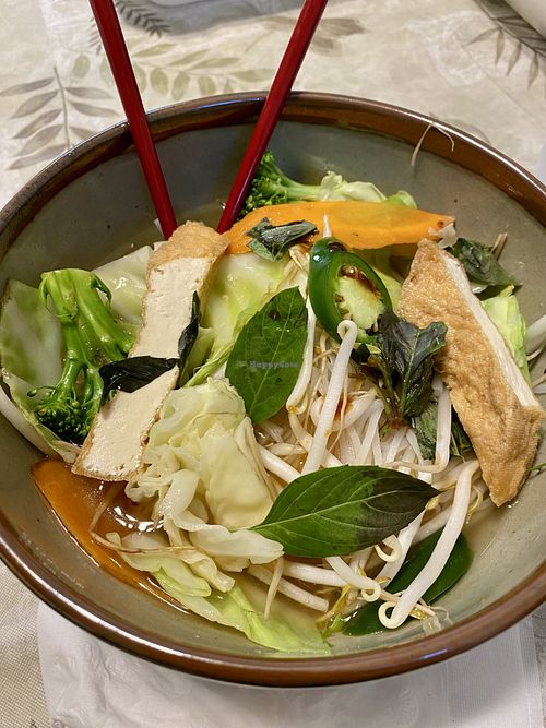 Vegan pho noodle soup (half of a serving)  at Pho Le 777 in Clovis