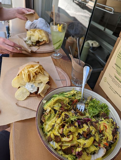 Green salad & soy pita at Veganato in Crete