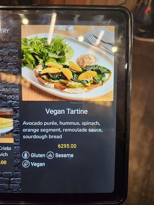 Vegan tartine on menu at IST - Tickerdaze in Istanbul