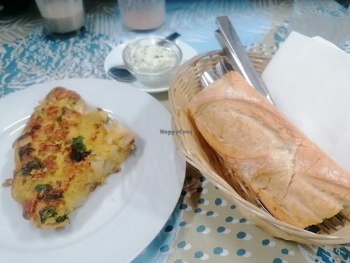 Spanish Tortilla with avo, nice home made mayo and breadc at Ananda in Tenerife
