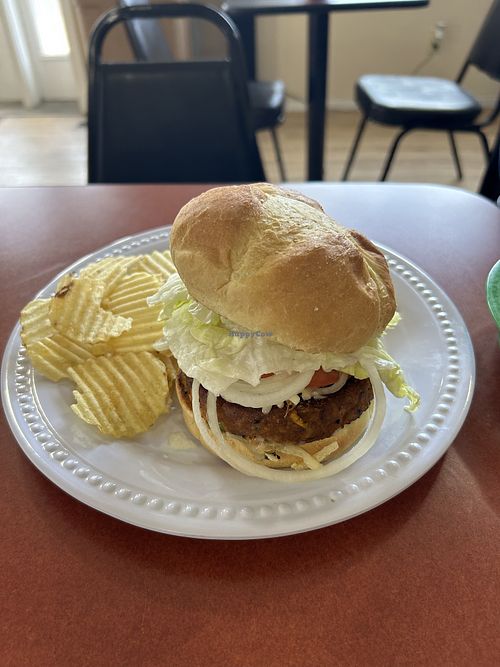 Veggie Burger with Vegan Mayo and Vegan Cheese  at The Beez Kneez in Sidney
