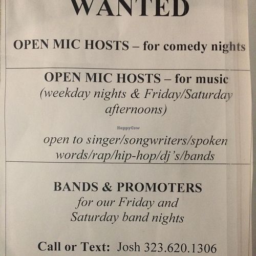 Open Mic Ad at Tribal Cafe in Los Angeles