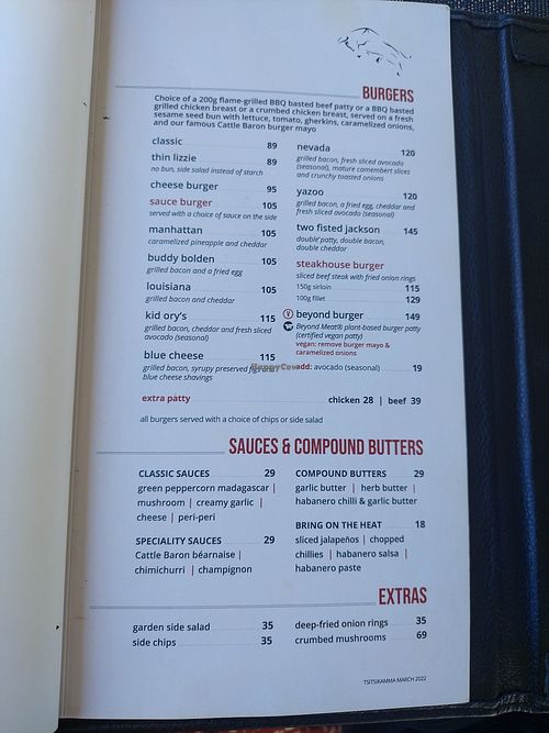 Vegan burger possible at Cattle Baron Tsitsikamma in Eastern Cape