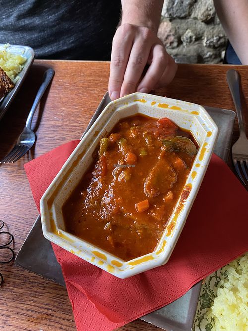 Vegan mousaka   at Zada Restaurant in Stamford