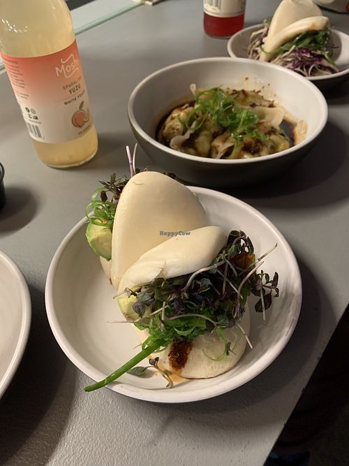Avocado Bao Buns and steamed Gyoza.  at Yuzu in Miami