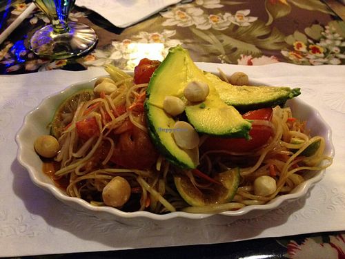 vegan papaya salad at Prabha's Indian Restaurant in Hilo