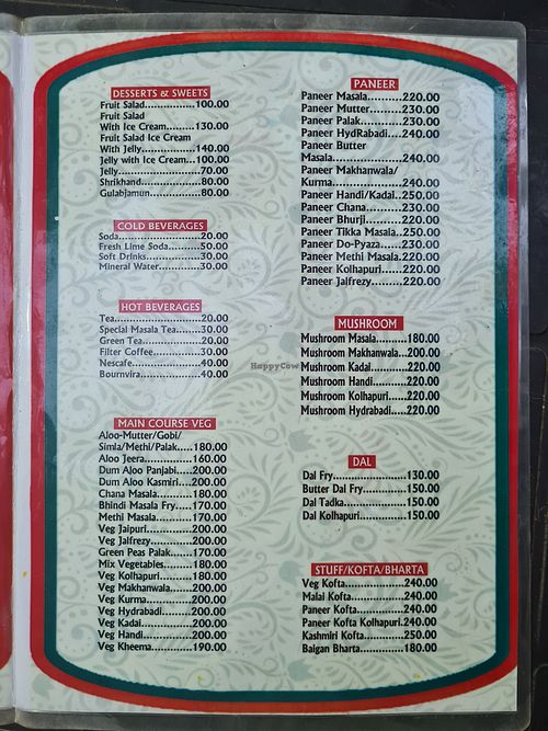 Menu 3/4 at Bivan Sagar Pure Veg and Jain Food Restaurant in Arambol
