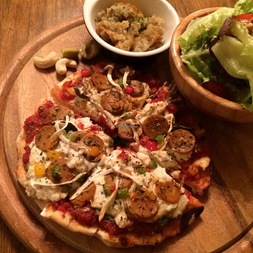 vegan pizza at Bonita Cafe and Social Club in Bangkok