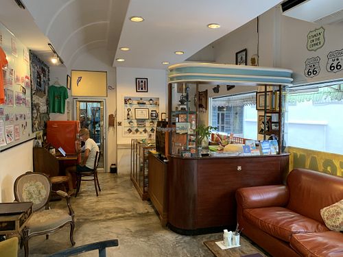 Inside ground floor (upstairs also has seating) at Bonita Cafe and Social Club in Bangkok