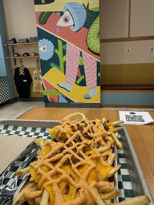 Vegan cheese crush fries   at Burger Crush in Vancouver