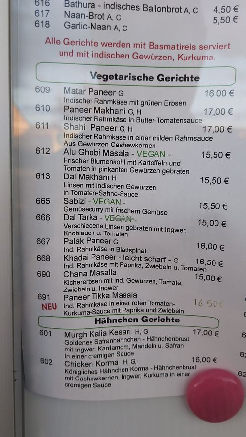 Vegan main dishes (September 2025). at Namaste in Rathenow