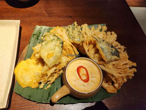 fried mushrooms and veggies: enoki, small pumpkin, squash etc. at Hồi in Ha Long
