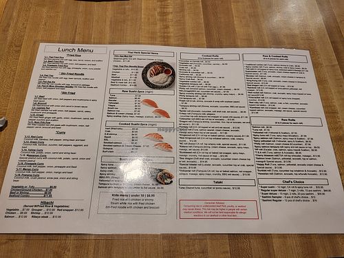 Menu at Thai Herb in High Point