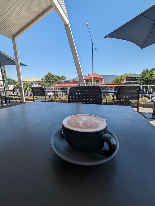 Coffee with a view at Cafe Corryong Brew in Corryong