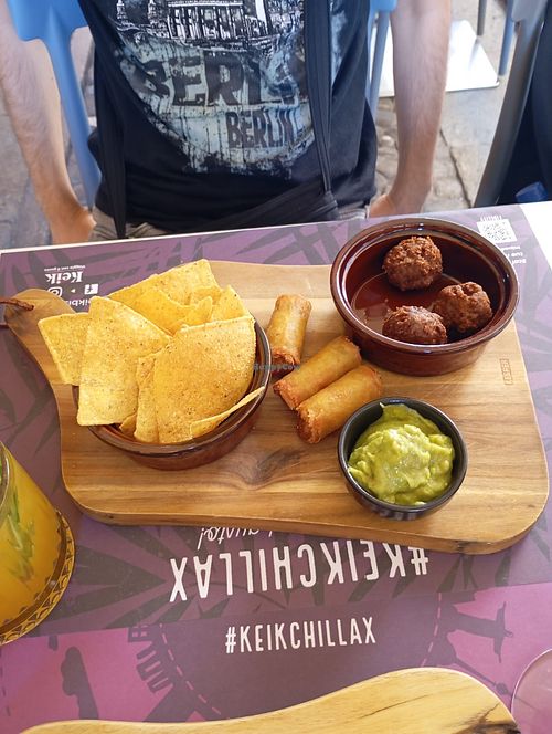 4 tapas with tiny beyond meat meatballs at Keik in Modena