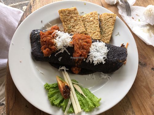 Vegan burrito and tempeh  at Dayu's Warung in Ubud