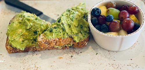 avo toast with fruit at First Watch in Oak Brook