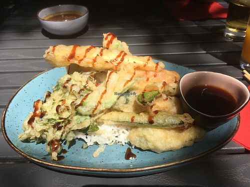 Tempura vegetables with rice at HiToMy in Munich