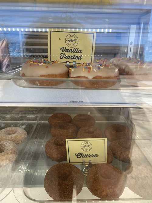 Vegan vanilla frosted and churro  at Vice Doughnuts & Coffee in Massapequa