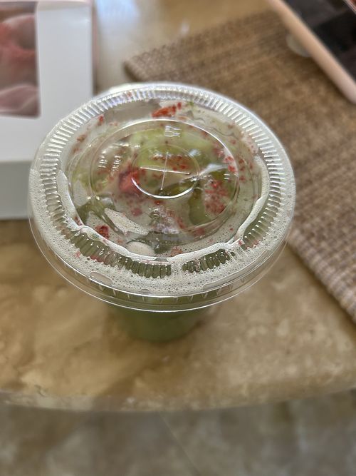 Iced strawberry matcha latte   at Vice Doughnuts & Coffee in Massapequa