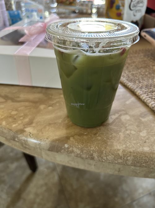 Iced strawberry matcha latte  at Vice Doughnuts & Coffee in Massapequa