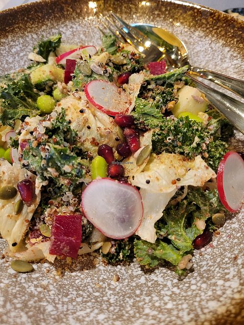 Kale protein salad at Pranaa Food For Life in Bangkok
