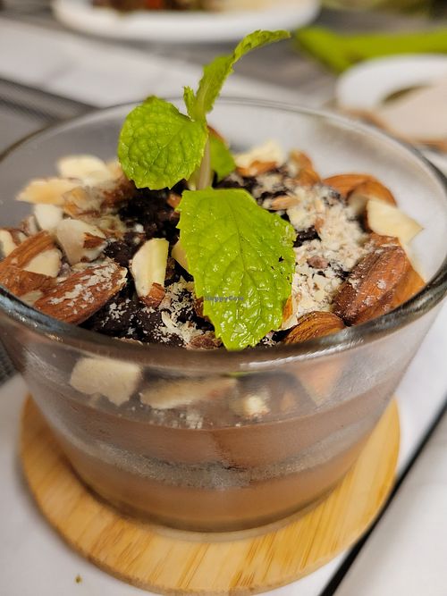 Chocolate cake parfait at Pranaa Food For Life in Bangkok