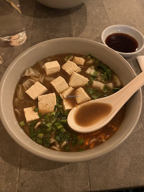 Miso ramen with tofu, cabbage, carrots, green onions  at Sushki Sushi & Ramen in North Conway