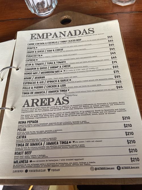 Circle denotes vegetarian triangle, vegan  at Alta Gula in Holbox