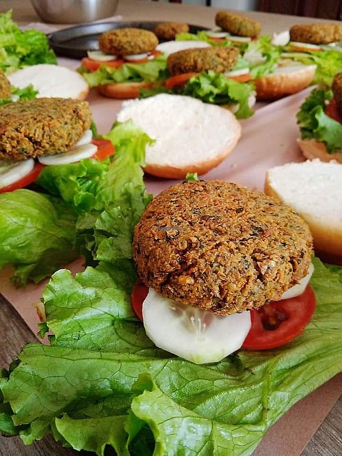 Falafel burger at Bangu Vegan in Dhaka