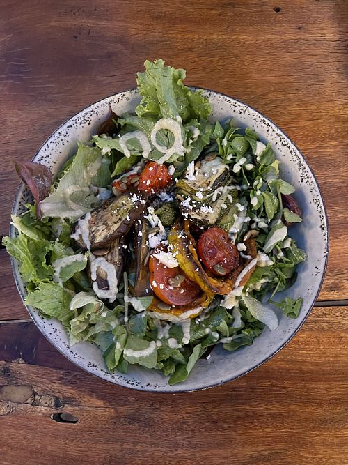 Roasted veg salad with pesto   at Feed your Soul in Phan Thiet