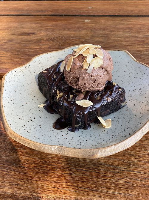 Vegan chocolate brownie and ice creamm  at Feed your Soul in Phan Thiet