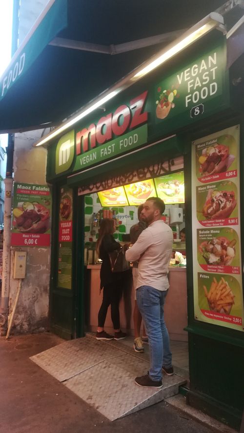 Front door : vegan fast food! at Maoz - Xavier Privas in Paris