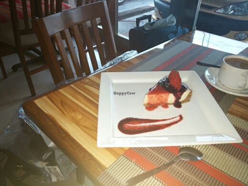 cheesecake at Vegan Planet in Cancun