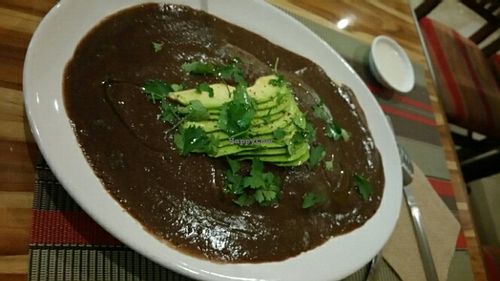 Enfrijoles (?) were yummy and filling! at Vegan Planet in Cancun