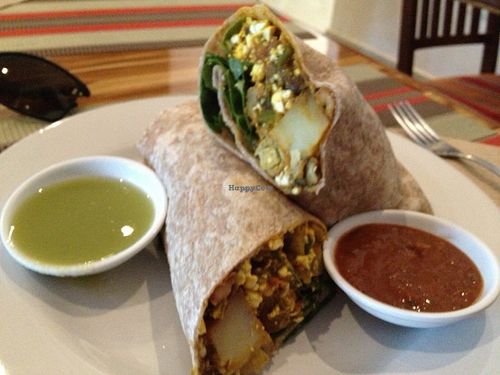 Vegan burritos  at Vegan Planet in Cancun