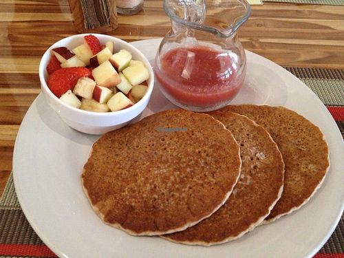 Vegan pancakes at Vegan Planet in Cancun
