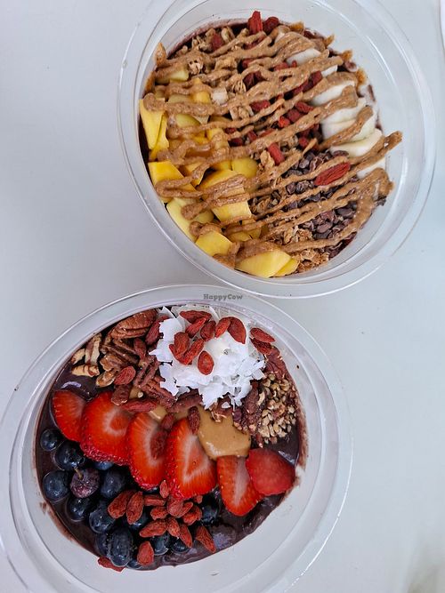 Acai bowls different options at Pura Vida - Sunset Harbor in Miami Beach