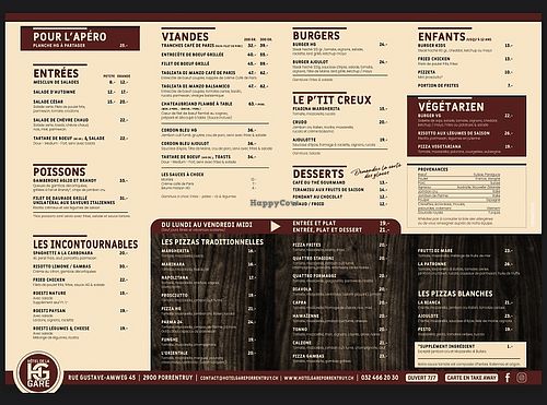 Restaurant menu  at Hôtel de la Gare HG in Porrentruy