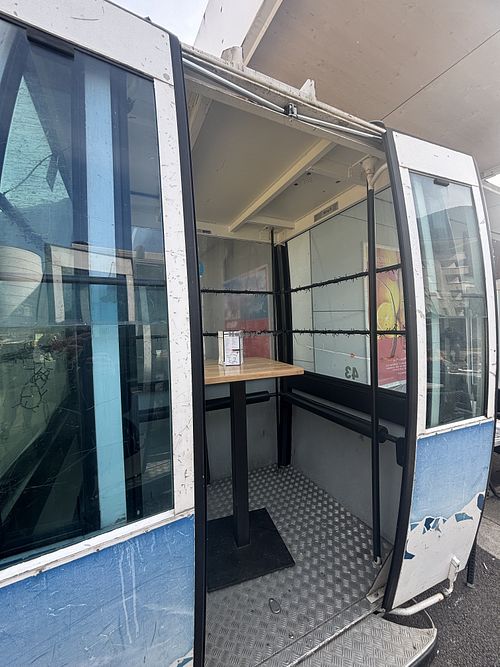 You can sit in an old bubble   at Les 3 Vallées Cafe in Moutiers