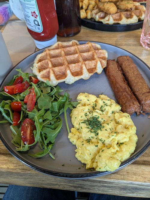 Amazing vegan breakfast at Craffles in Vancouver